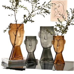 Furbish Home Decor Modern European Face Art Glass Tabletop <b>Vase</b> Hydroponic Function Desktop Flower Decoration <b>Unique</b> Design - Product Image 1