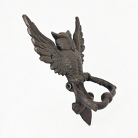 Décoration de jardin et de cour contemporaine en fonte, hibou tridimensionnel aux ailes écartées, écologique et durable, pour frapper à la porte