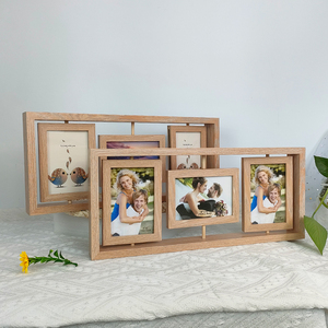 Mengkai Popular Collage Photo <strong>Frame</strong> <strong>3</strong>-4*6 Inch Double-Sided Display Rotatable Wooden Photo <strong>Frame</strong> - Product Image 3