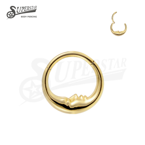 Anneau segmenté articulé en titane SUPERSTAR G23, design visage de lune, clicker pour septum, motif visage <span class=keywords><strong>humain</strong></span>, pour piercing nez et <span class=keywords><strong>corps</strong></span> - Product Image 2
