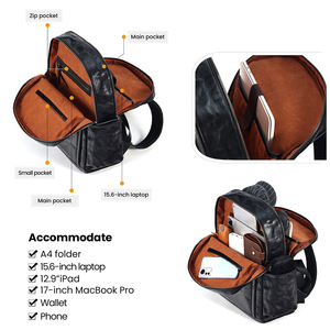 Sac à dos en cuir tanné végétal sur mesure 20-35L avec compartiment pour ordinateur portable, idéal pour les voyages d'affaires - Product Image 4