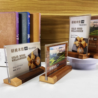 Étiquette de base en bois massif prix Menu carte présentoir Table en bois carte Menu carte noyer Photo Menu support 4 pouces