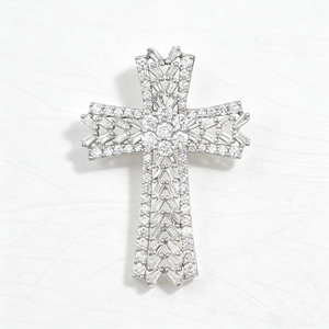 Collar Clásico de Compromiso con Colgante de Cruz y Diamante CVD Cultivado en Laboratorio, Chapado en Oro de 10K/14K/18K sobre Plata Personalizada, Cadena para Suéter, Regalo VS - Product Image 4
