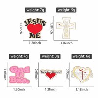 Épingles en Émail Collection Jésus M'Aime Broches Métal Personnalisées Chrétiennes Dieu Est Bon Bijoux Cadeau pour Amis Sac à Dos ou Revers