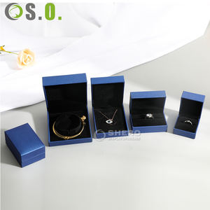 Caja de Cuero PU Azul y Blanca con Logotipo Personalizado para Anillo, Colgante, Pulsera, Brazalete, Collar, Joyería - Product Image 2