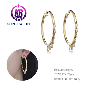 Grandes boucles d'oreilles tendance en argent 925 plaqué or 18 carats pour femmes et filles avec pierres principales en cristal et <span class=keywords><strong>opale</strong></span> - Product Image 3