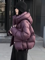 Nouveau Manteau court matelassé à capuche pour femme 2026, style coréen, en duvet de canard blanc épais, coupe bouffante, stock international