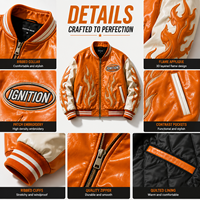 Blouson Bomber en Cuir Personnalisé pour Homme, Veste en Similicuir avec Broderie Appliquée, Fermeture Éclair, Marque Privée pour Streetwear, Logo Graphique OEM