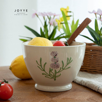 JOYYE En stock Ensemble de vaisselle en céramique gaufrée motif floral ambiance estivale, comprenant un bol et un ensemble de tasses à café pour fauteuil à bascule
