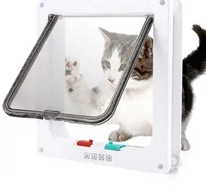 Porta a ribalta per gatti con porta a ribalta con serratura di sicurezza a 4 vie gatti per cani gattino plastica ABS piccoli animali domestici porta a ribalta per cani - Product Image 1