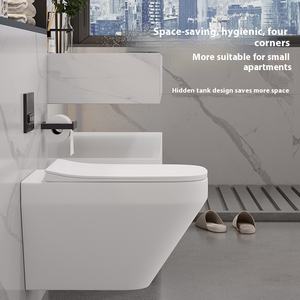 Sanitaire Salle de bain de luxe Céramique <span class=keywords><strong>Noir</strong></span> Carré Toilette suspendue au mur Toilette suspendue <span class=keywords><strong>rectangulaire</strong></span> - Product Image 2