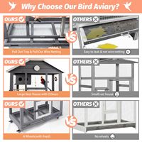 Volière de vol en bois avec perchoirs et plateau coulissant facile à nettoyer pour les perruches Grande cage à oiseaux extérieure