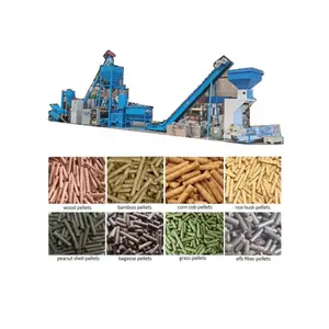 Línea de producción de pellets de madera de 1 tonelada/Hora/equipo completo de pellets de biomasa pequeña/máquina de pellets de combustible de hierba de cáscara de arroz