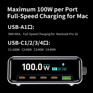 <span class=keywords><strong>Station</strong></span> de charge USB C haute puissance i2C A08 100W 20V 5A pour téléphone, tablette, ordinateur portable - Product Image 5