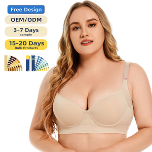 Soutien-gorge de sport ODM/OEM pour <span class=keywords><strong>femme</strong></span> à bonnets profonds, pour usage quotidien, qui dissimule la graisse du dos, avec effet liftant, tailles D E F et grandes tailles, avec gaine intégrée et couvrance complète - Product Image 1