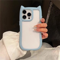 Coque transparente antichoc avec oreilles de chat 3D pour iPhone 16 15 14 13 12 11 Pro 13 Coque pour iPhone