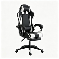 Chaise de jeu en cuir PU, mousse haute densité, ergonomique, inclinable, repose-pieds réglable, appui-tête réglable, chaise pivotante de course, pivotement à 360 degrés