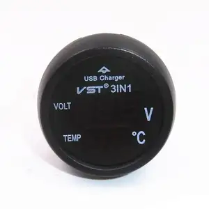 3 In 1 Mobil Voltmeter Thermometer DC 12V 24V Digital Temperature Meter Baterai Monitor Merah