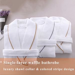 مريحة 100% القطن الأبيض الهراء النسيج كيمونو البشكير روب استحمام الهراء للبالغين - Product Image 5