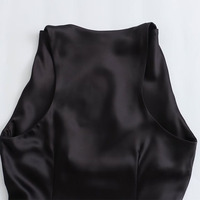 Robe Midi Femme ZATRHMBM, Nouvelle Collection 2024, Texture Soie Satinée, Rétro Noire Sans Manches