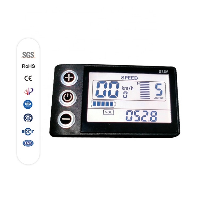 24V Electric LCD Display S866 Waterproof Meter Control Panel with 22.2MM Handlebars Electronic Smart Type