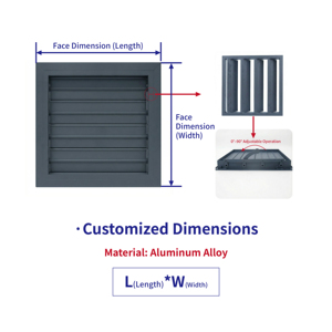 Griglia di Ventilazione Regolabile in Lega di Alluminio - Controllo Manuale delle Lamelle per Ventilazione Impermeabile e HVAC - Product Image 4