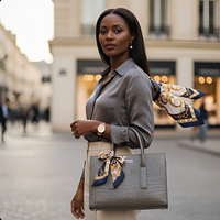 Ensemble de Sacs à Main Personnalisés pour Femme en Similicuir Motif Crocodile, Luxe 3 Pièces, Bandoulière Épaule Cabas avec Fermeture Éclair et Logo
