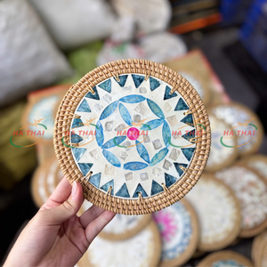 Grands sous-verres nacre sous-verres tasse tapis coloré rond coquillage tasse tapis de haute qualité - Product Image 4