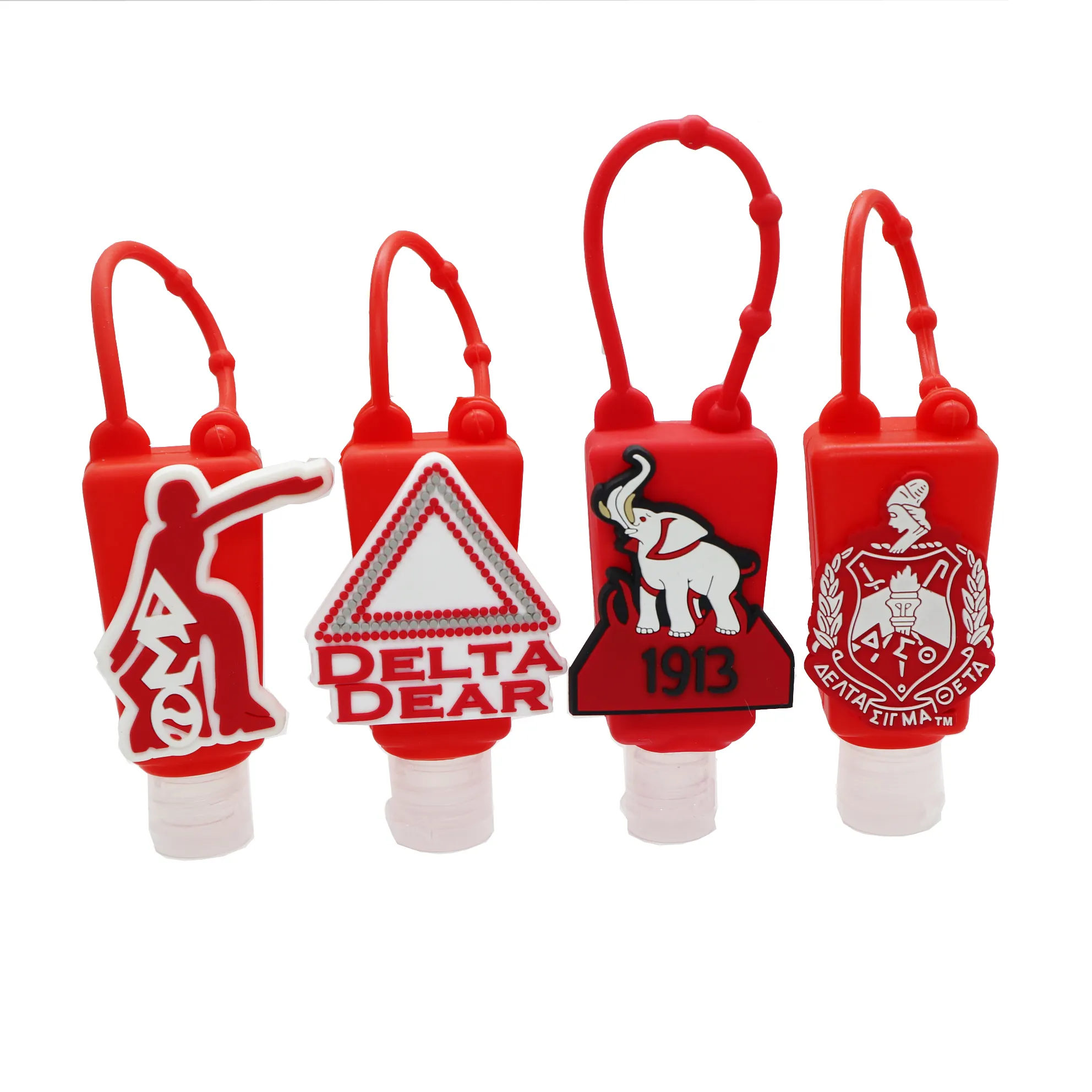 All Groups Sorority Gifts Sanitizer Holder Keychain/ Cute Greek Sorority Silicone Hand Sanitizer Holder with Empty Bottle