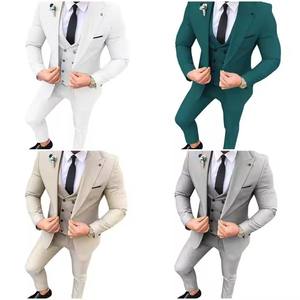 Trajes de hombre grandes para graduación, esmoquin ajustado de 3 piezas, trajes de boda para novio para hombre, chaqueta personalizada, 3 piezas (chaqueta + chaleco + pantalón) - Product Image 5