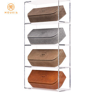 Kotak Kacamata Persegi Panjang Kapasitas Besar Motif Kartun Kulit PU Pelindung Gaya Retro Mewah Buatan Tangan - Product Image 1