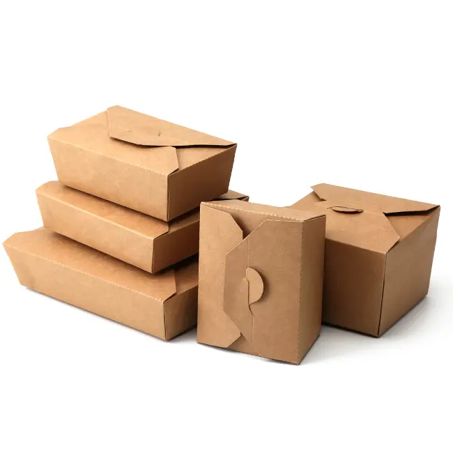 Carton blanc avec logo personnalisé Boîte à lunch jetable kraft écologique biodégradable Boîte d'emballage alimentaire en papier à emporter Boîte Sushi Togo