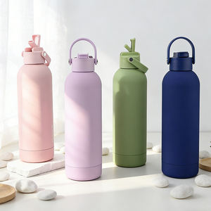 Bouteille d'eau avec logo personnalisé, nouveau design, toucher doux, 500 ml, double paroi en acier inoxydable, bouteille d'eau de sport avec paille - Product Image 1