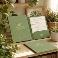 Carpeta de Negocios Inmobiliarios de Lujo, Personalizada con Logotipo en Lámina Dorada, A4 Premium, Funda de Presentación para Anuncios Inmobiliarios, Agente Inmobiliario