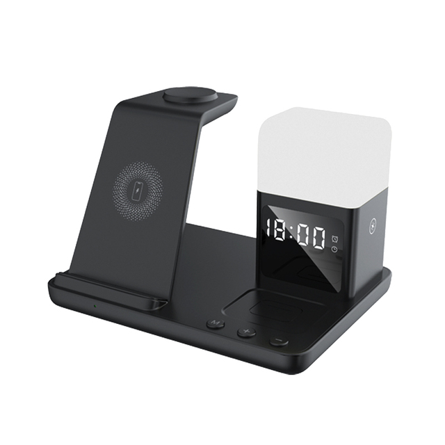 Magnet 2024 Night Station Shockproof Cover Fast Digital Bedside Wireless Charger With Alarm Clock for Apple Smartphone Charging