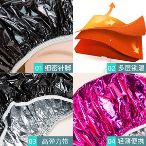 Gorro de aluminio para mascarilla capilar de 30 cm para teñir y tratar el cabello, negro, rojo rosa - Product Image 4