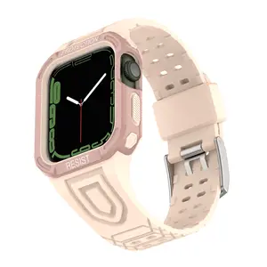 Galvaniseren Harde Pc Case Robuust Voor Iwatch Serie 7 45 Mm Case Serie 8 Ultra 49Mm Voor Apple Watch Riem En Case Zachte Siliconen