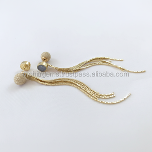 ต่างหูพู่ทำด้วยมือโซ่งูอย่างดีพิเศษสำหรับผู้หญิง/เด็กผู้หญิงอาเกตโลหะผสมที่สวยงามสำหรับงานหมั้นของขวัญแต่งงาน - Product Image 1