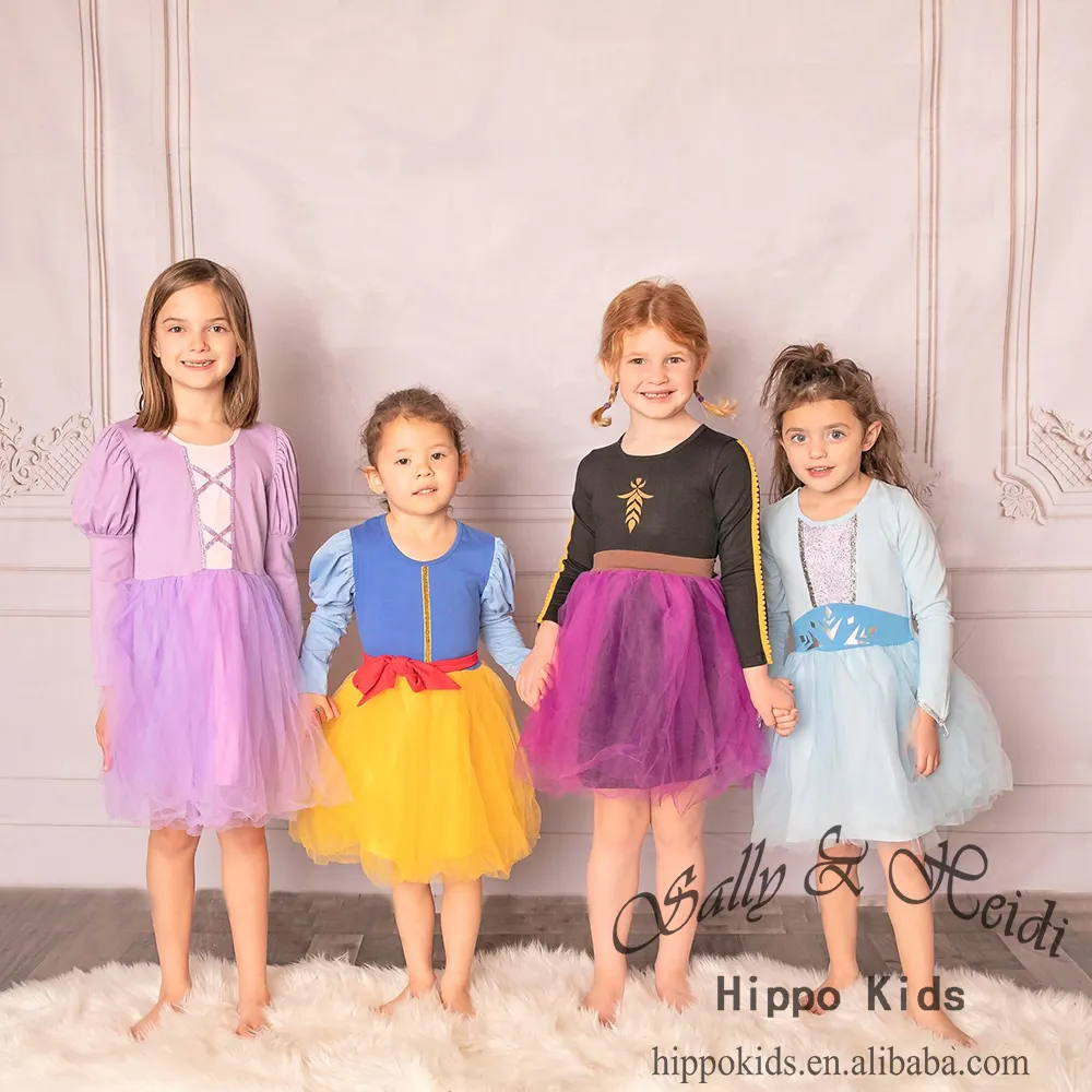 Newest modern children Anna princess party dress baby girls bella tulle dress