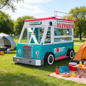 Food Truck de style populaire, cuisine mobile vintage, remorque de restauration, camionnette à café et à glaces - Product Image 1