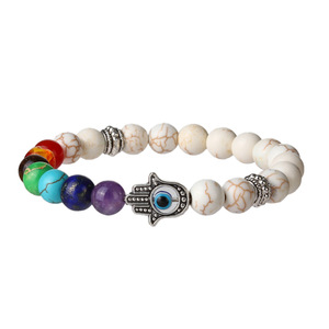 Pulsera de Piedras Naturales Coloridas con Cuentas de Arcoíris, Creativa, con Hamsa, Ojo de Tigre y Ojo Turco, para Mi <span class=keywords><strong>Hija</strong></span> - Product Image 3