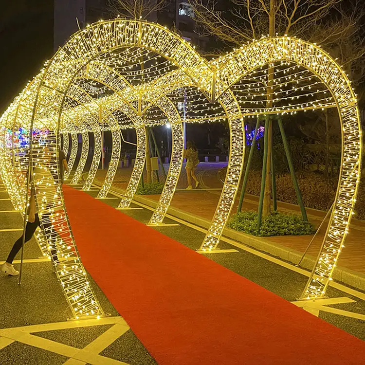 Bahçe parkı süslemeleri için dış mekan noel süslemeleri led ışık metal kemer tünelleri zaman tüneli