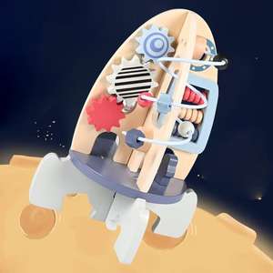 Giocattoli Educativi Montessori Multifunzionali in Legno a Forma di Razzo con Perline da Avvolgere per Bambini - Product Image 2