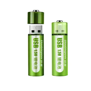 Long Lasting Mini USB Continuance Rechargeable 1.5V Lithium USB Double A Li-ion Batteries Cell for Consumer Electronics