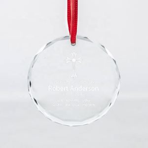 Adornos Navideños Redondos Personalizados de Fábrica, Grabado Láser Personalizado, Adornos de Cristal con Logotipo 3D para Decoración de Árboles - Product Image 2