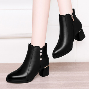 Mùa Xuân 2022 Đầu Tròn Chunky Gót Giày Cao Gót Nữ Bên Ủng Giản Dị Giày Nữ 9761 - Product Image 2