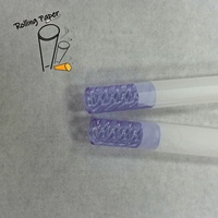 Tube à fumer en papier de riz non blanchi/blanchi sur mesure OEM, 10*30MM, spirale violette, embout en verre, avec une bonne sensation de fumée