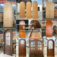 Porte ronde en bois massif avec cadre, design traditionnel américain en chêne rouge et noyer, pour la maison résidentielle
