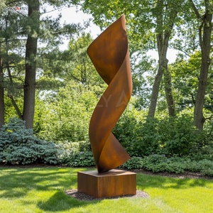 Su misura all'aperto grande <span class=keywords><strong>acciaio</strong></span> Corten arrugginito scultura astratta a spirale gigante in <span class=keywords><strong>acciaio</strong></span> Corten foglie statua scultura per la decorazione del giardino - Product Image 2
