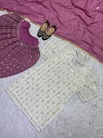 Ensemble haut, pantalon et dupatta pour femme, de haute qualité, 4 saisons, de créateur, prêt-à-porter, entièrement cousu, style ethnique moderne, en faux georgette épaisse